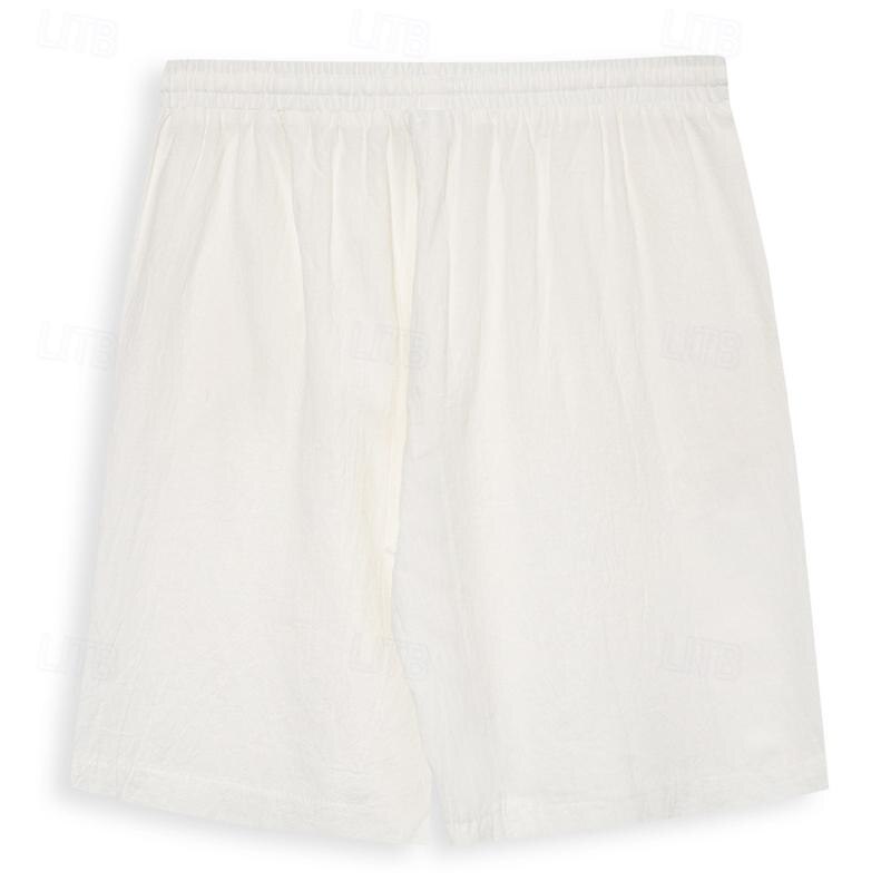 Men's Shorts Summer Shorts Beach Shorts Drawstring Plain Yoga Business Beach Hawaiian Casual Black White