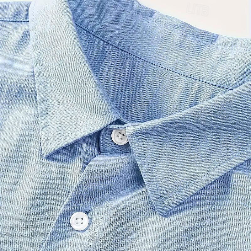 Men's Shirt Linen Shirt Cotton Linen Shirt White Cotton Shirt Button Up Shirt Summer Shirt Black White Wine Long Sleeve Plain Lapel Spring &  Fall Hawaiian Holiday Clothing Apparel