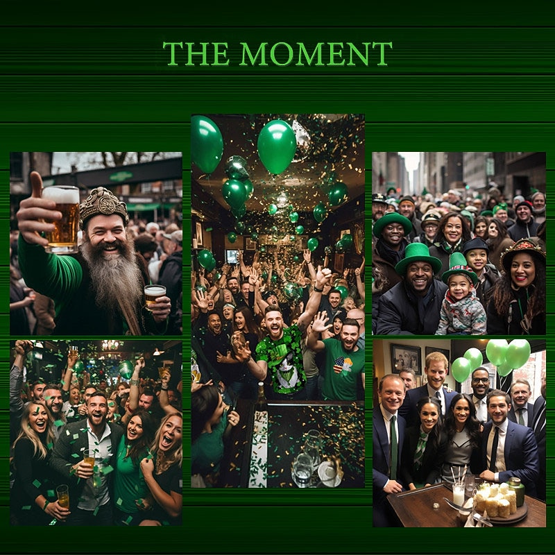 St. Patrick's Day Men's Four Leaf Clover Shamrock Celtic Art Shirt Button Up Shirt Long Sleeve Vintage Retro Holiday Spring Fall Turndown 3D Print Linen Like Shirt Green 1# Green