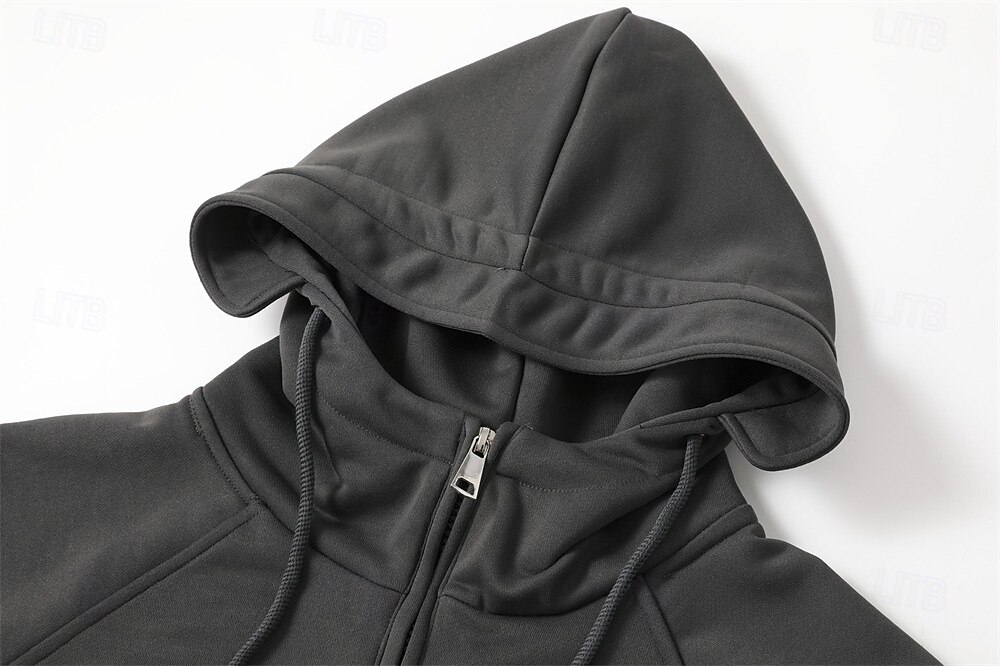 Men's Hoodie Full Zip Hoodie Tactical Hoodie Wine Red Black Pink Army Green Blue Hooded Plain Tactical Sports & Outdoor Daily Streetwear Cool Casual Winter Spring &  Fall Clothing Apparel Hoodies