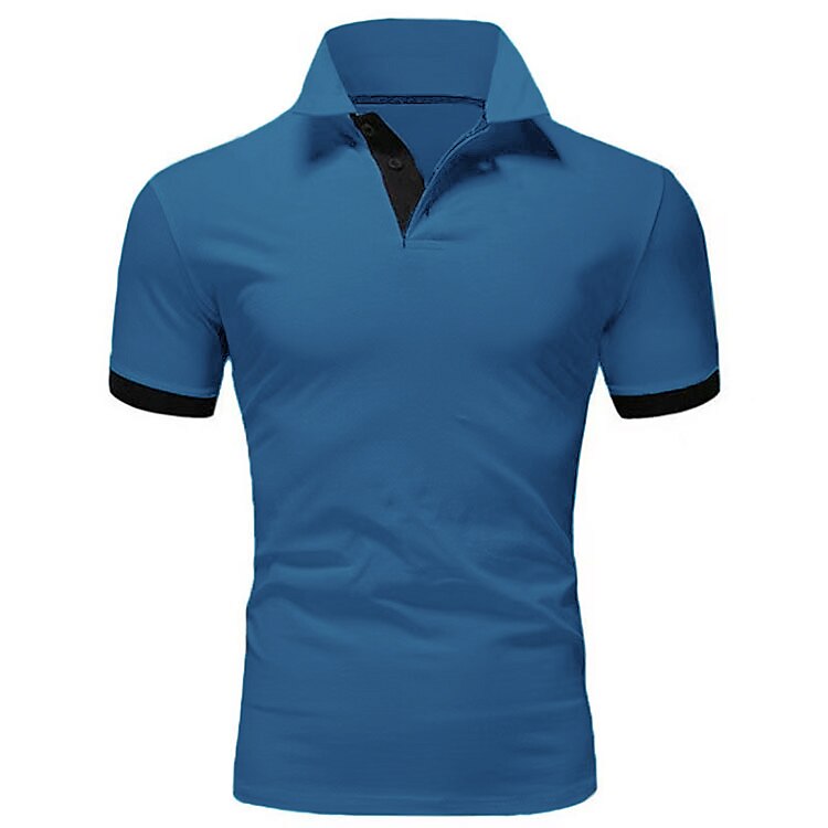 Men's Golf Shirt Polo Casual Sports Classic Short Sleeve Basic Casual Solid Color Plain Button Front Summer Spring Regular Fit Apple Green Light Pink Golden yellow Lake blue Yellow and Navy Black
