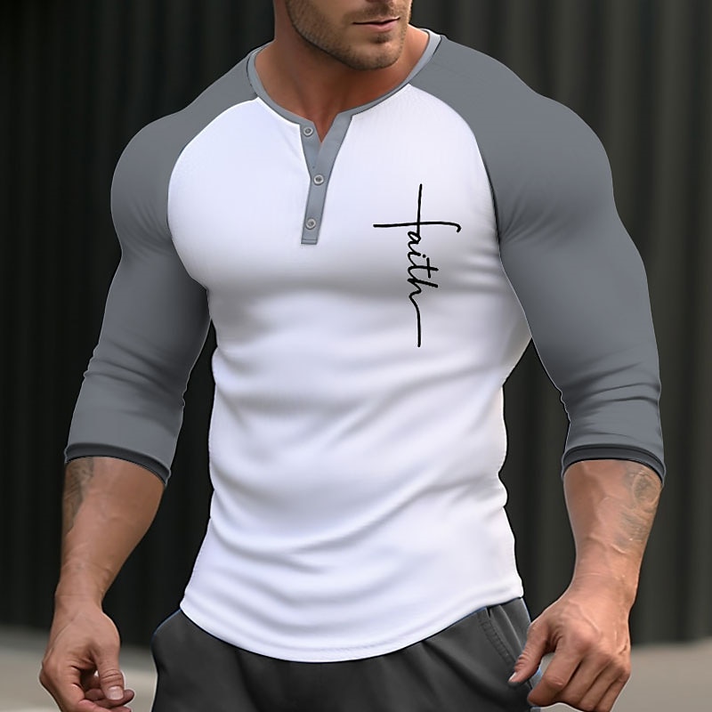 Graphic Letter Sports Men's 3D Print T shirt Tee Henley Shirt Raglan