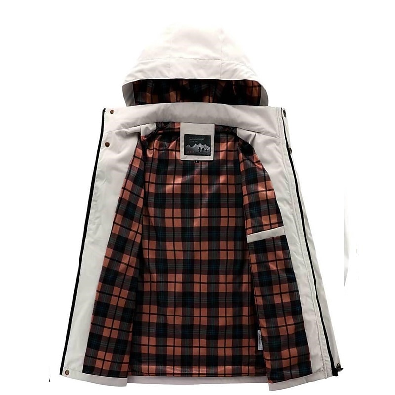 Men's Winter Coat Winter Jacket Sport Coat Raincoat Outdoor Camping & Hiking Waterproof Windbreaker Zipper Pocket Fall Winter Solid Color Fashion Streetwear Hooded Regular Wine Black White Army Green