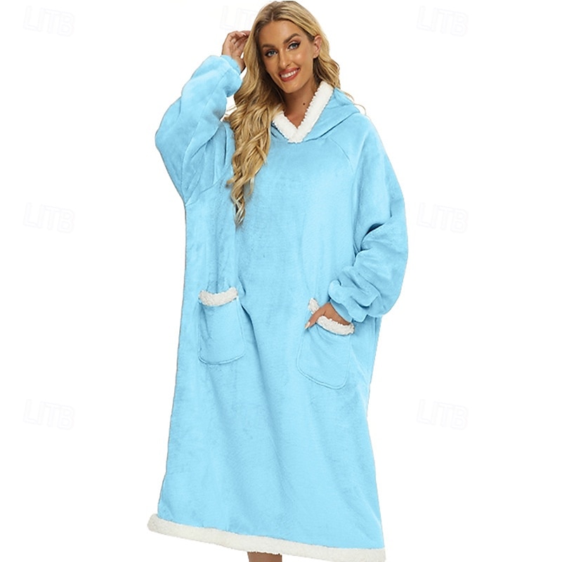 Adults' Oversized Hoodie Blanket Wearable Blanket With Pocket Solid Color Onesie Pajamas Flannel Cosplay For Men and Women Carnival Animal Sleepwear Cartoon Festival / Holiday Costumes