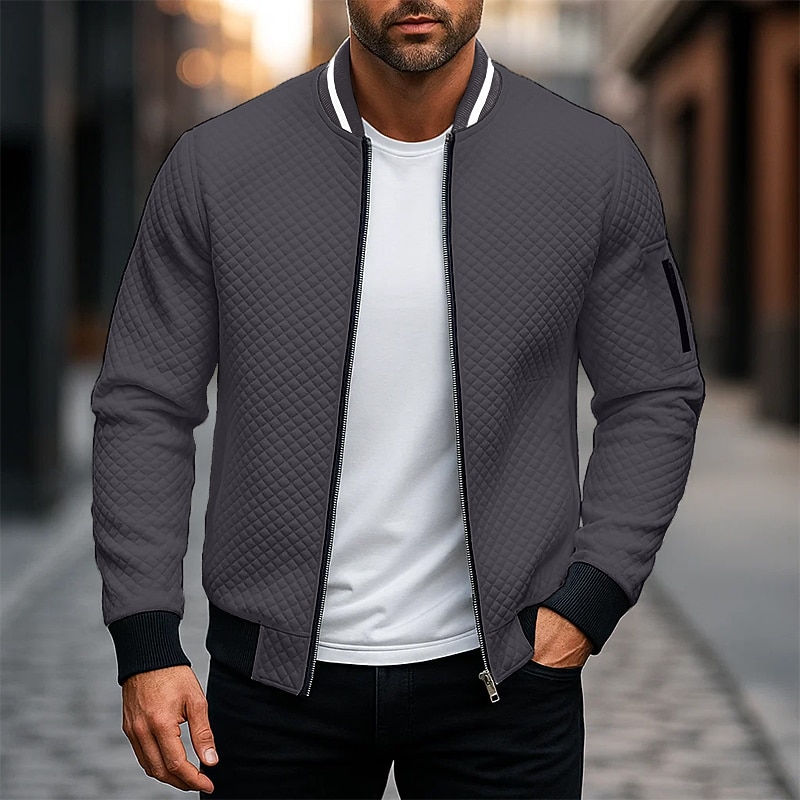 Men's Sweatshirt Full Zip Sweatshirt Wine Red Black White Navy Blue Light Grey Hooded Plain Textured Sports & Outdoor Casual Daily Streetwear Cool Sportswear Spring &  Fall Clothing Apparel Hoodies