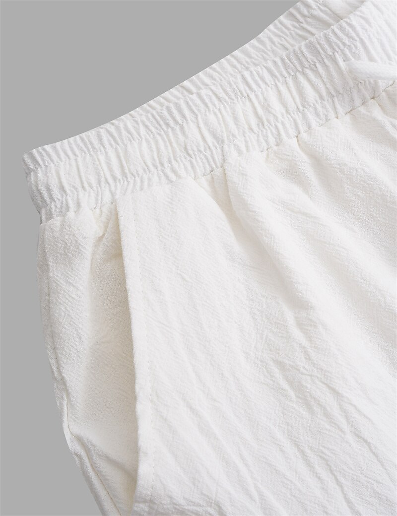 Men's Linen Pants Trousers Summer Pants Elastic Waist Straight Leg High Rise Solid Color Comfort Breathable Full Length Wedding Holiday Vacation Fashion Gray Green Black High Waist Inelastic