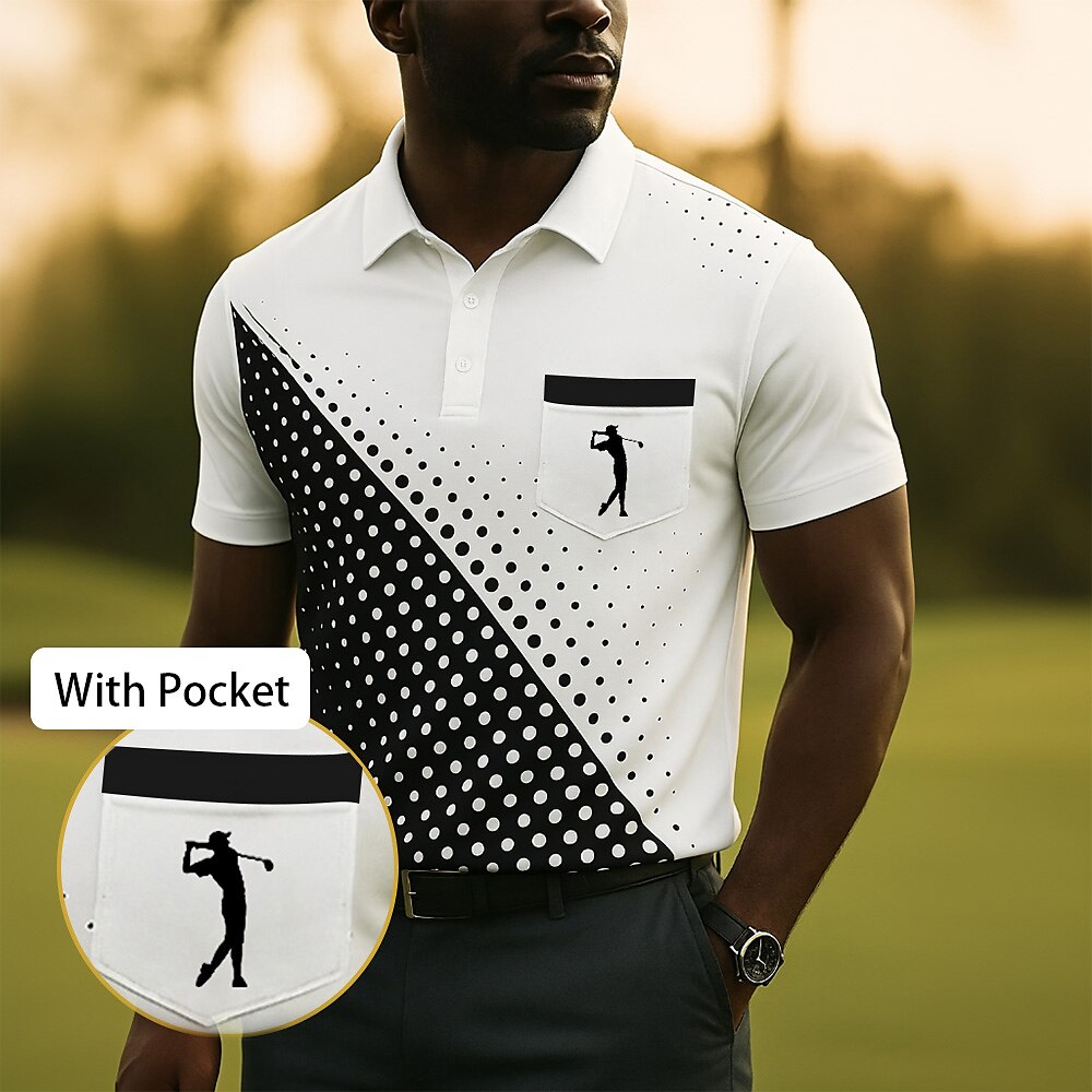 Men's Geometric Golf Sports Polo Shirts Short Sleeve Polo Shirts Collared Shirts Business Casual Outdoor Athleisure Daily Wear 3D Print Summer Blue Purple Green