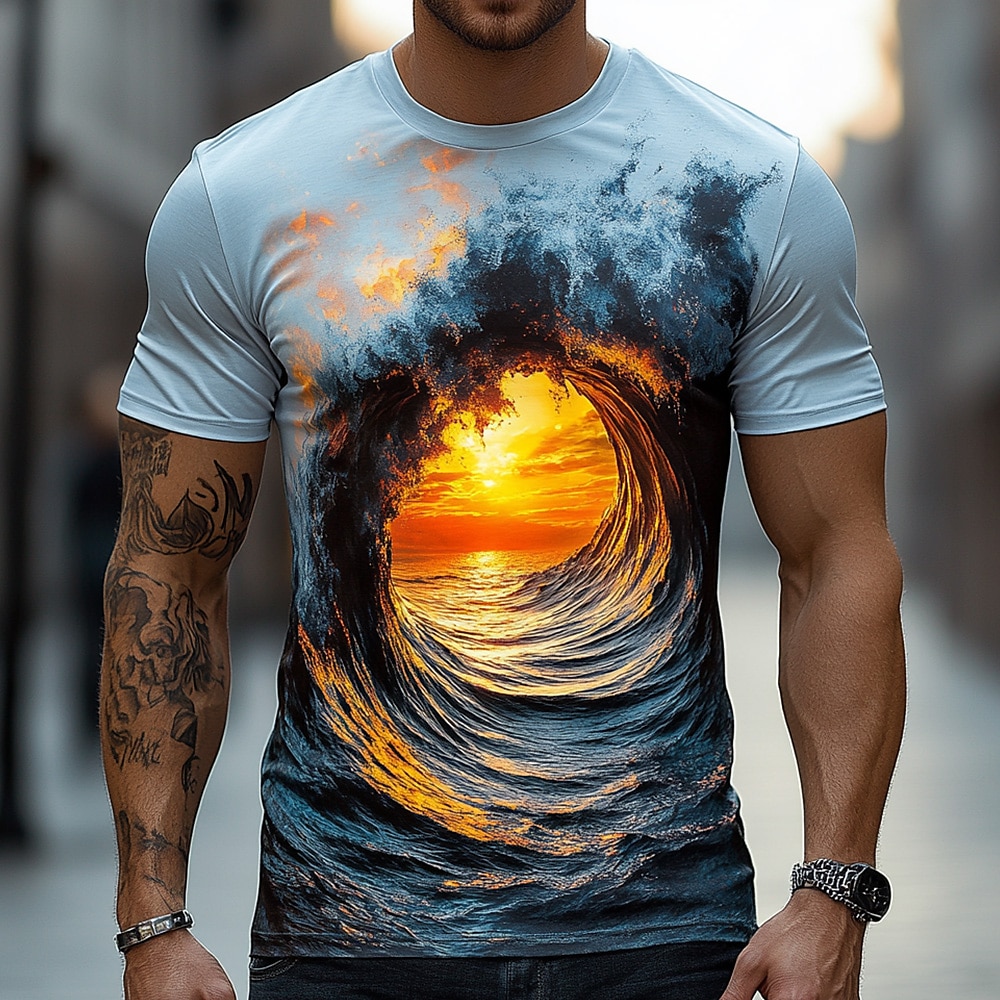 Men's Nautical T Shirt Short Sleeve T shirt 3D Print Crew Neck Shirt Exaggerated Designer Party Casual Holiday Blue 3# Blue 2# Blue 1# Summer Spring All Seasons Clothing Apparel S M L XL XXL XXXL 4XL