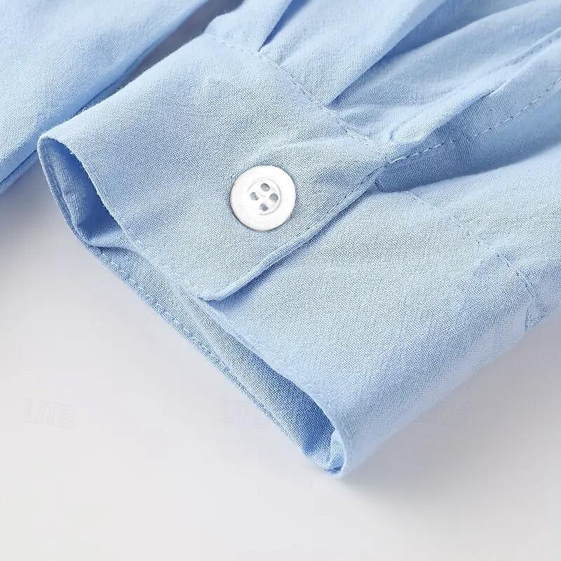 Men's Shirt Linen Shirt Cotton Linen Shirt White Cotton Shirt Button Up Shirt Summer Shirt Black White Wine Long Sleeve Plain Lapel Spring &  Fall Hawaiian Holiday Clothing Apparel