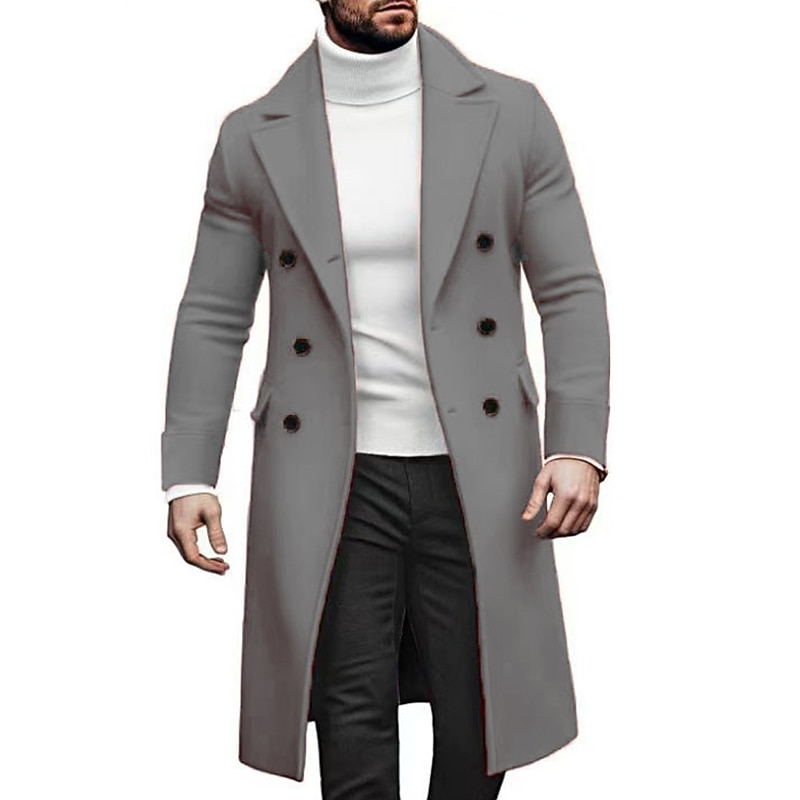 Men's Overcoat Trench Coat Long Trench Coat Going out Fall Winter  Outerwear Clothing Apparel Lapel Double Breasted