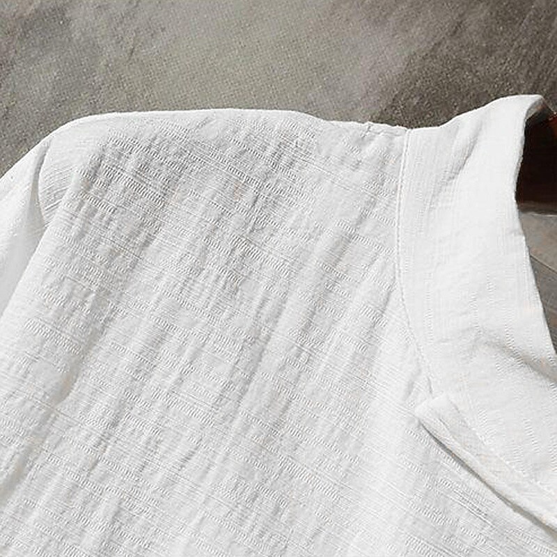 Men's Shirt Linen Shirt Chinese Collar Shirt Mandarin Collar Shirt Coat Casual Shirt Cotton Shirt Plain Vacation Hawaiian Black White Navy Blue Beige Long Sleeve Grandad Collar Spring &  Fall Clothing