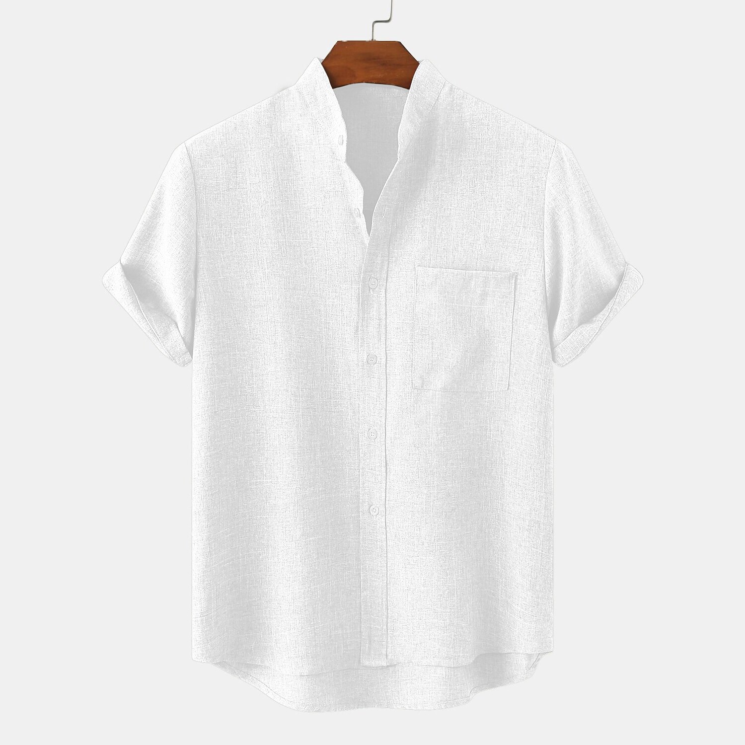 Men's Linen Shirt Casual Shirt Black White Yellow Short Sleeve Plain Henley Spring & Summer Hawaiian Holiday Clothing Apparel Front Pocket