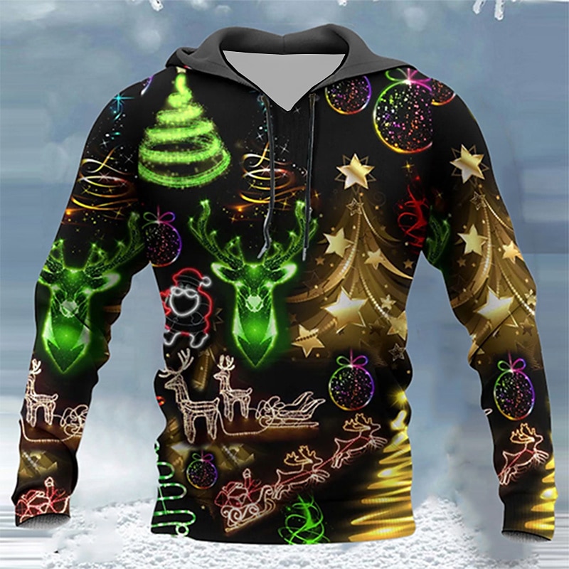 Graphic Elk Fashion Daily Basic Men's 3D Print Hoodie Pullover Christmas Hoodies