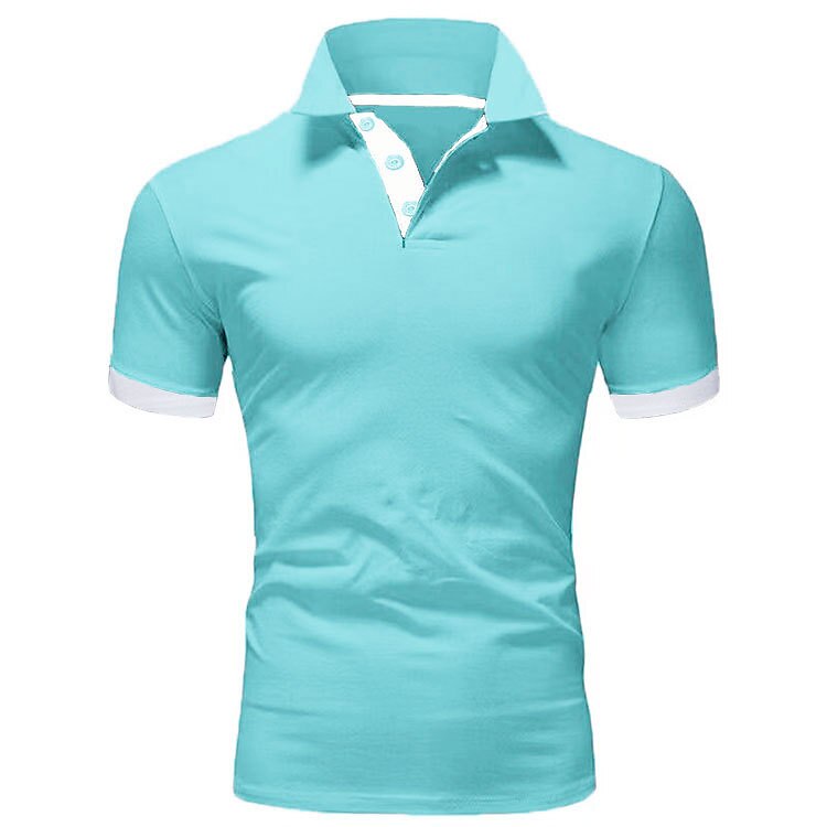 Men's Golf Shirt Polo Casual Sports Classic Short Sleeve Basic Casual Solid Color Plain Button Front Summer Spring Regular Fit Apple Green Light Pink Golden yellow Lake blue Yellow and Navy Black