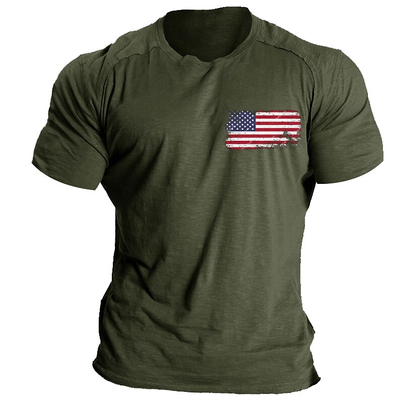 Men's Slogan Patriotic Cotton Blend national flag Prints Casual Daily Short Sleeve Apparel Sports Fashion Designer Novelty Clothing