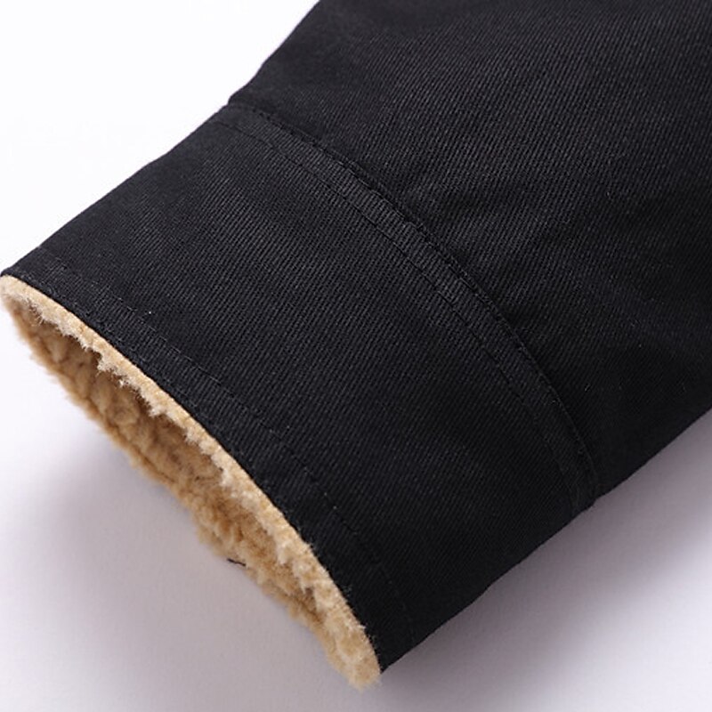 Men's Winter Fleece Work Daily Wear Vacation Warm Pocket Button-DownSolid / Plain Color Comfort Leisure Turndown Dark-Gray Military