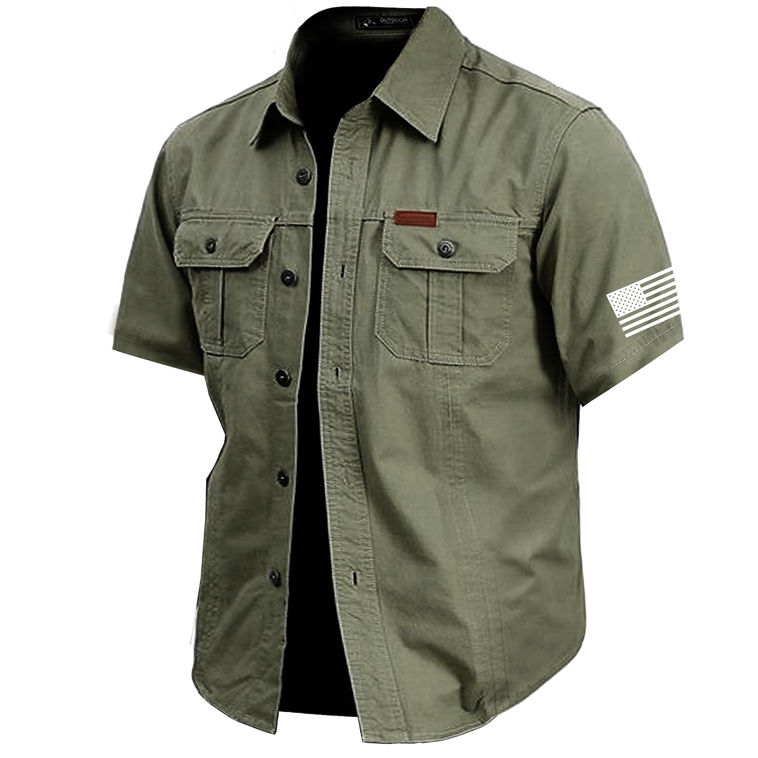 Men's Solid Color Work Shirt Western Shirt Cargo Shirt Short Sleeve Casual Tactical Vacation Daily Going out Summer Turndown Lapel Pocket Army Green off-white Khaki Dark Blue