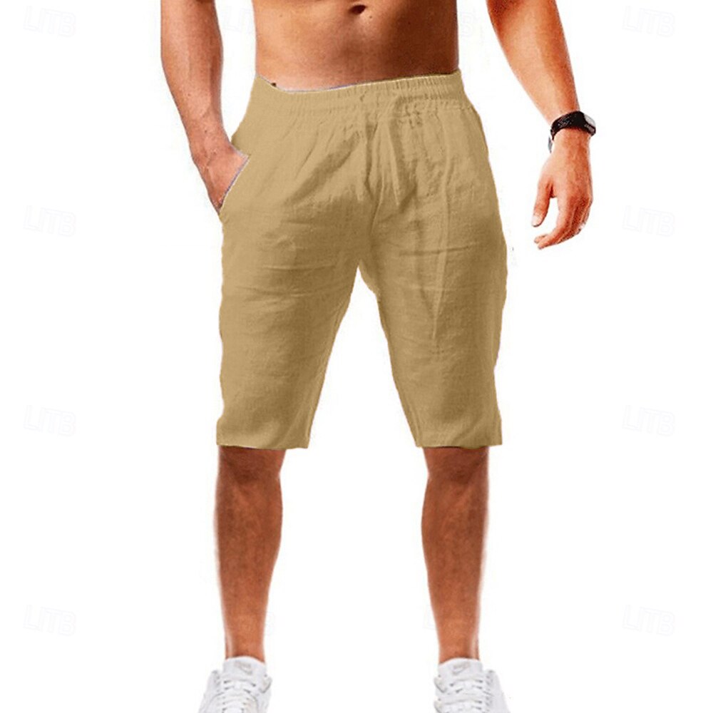 Men's Shorts Summer Shorts Beach Shorts Drawstring Plain Yoga Business Beach Hawaiian Casual Black White