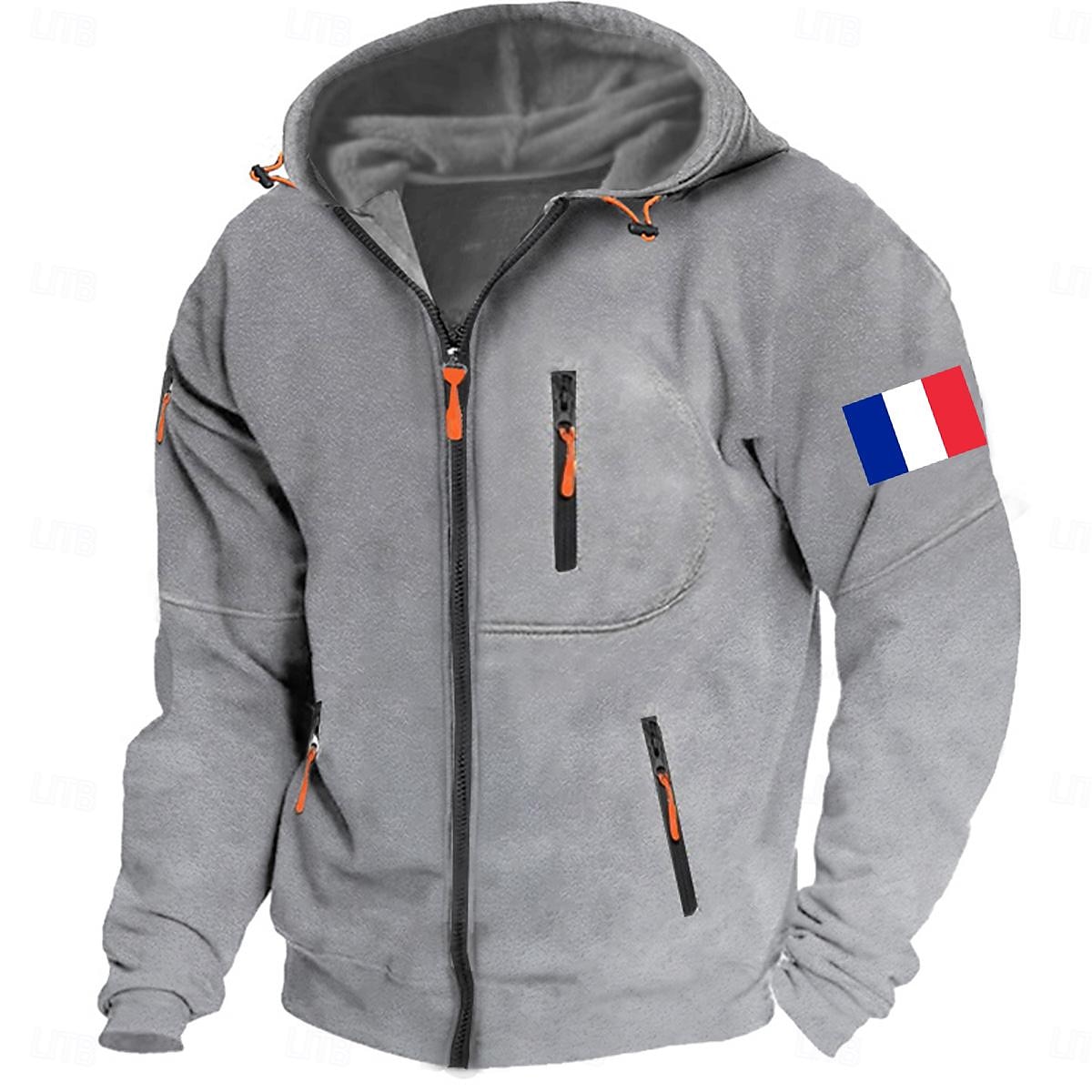 Mens Independence Day American Flag Graphic Tactical Military National Fashion Daily Casual Outerwear Zip Vacation Going Streetwear Hoodies