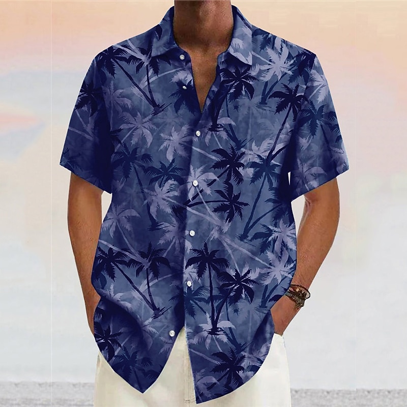 Men's Coconut Tree Tropical Plants Shirt Summer Hawaiian Shirt Aloha Shirt Short Sleeves Shirt Turndown Fashion Designer Casual Outdoor Street Casual Yellow Pink Wine S M L