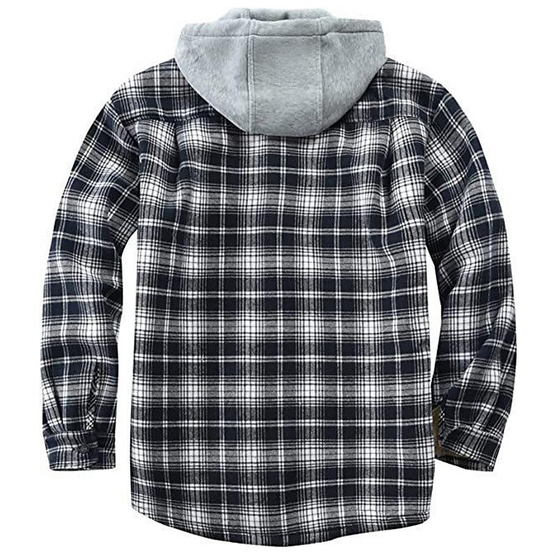 Men's Shirt Shacket Flannel Fleece Casual Warm Winter Plaid / Check Jacket