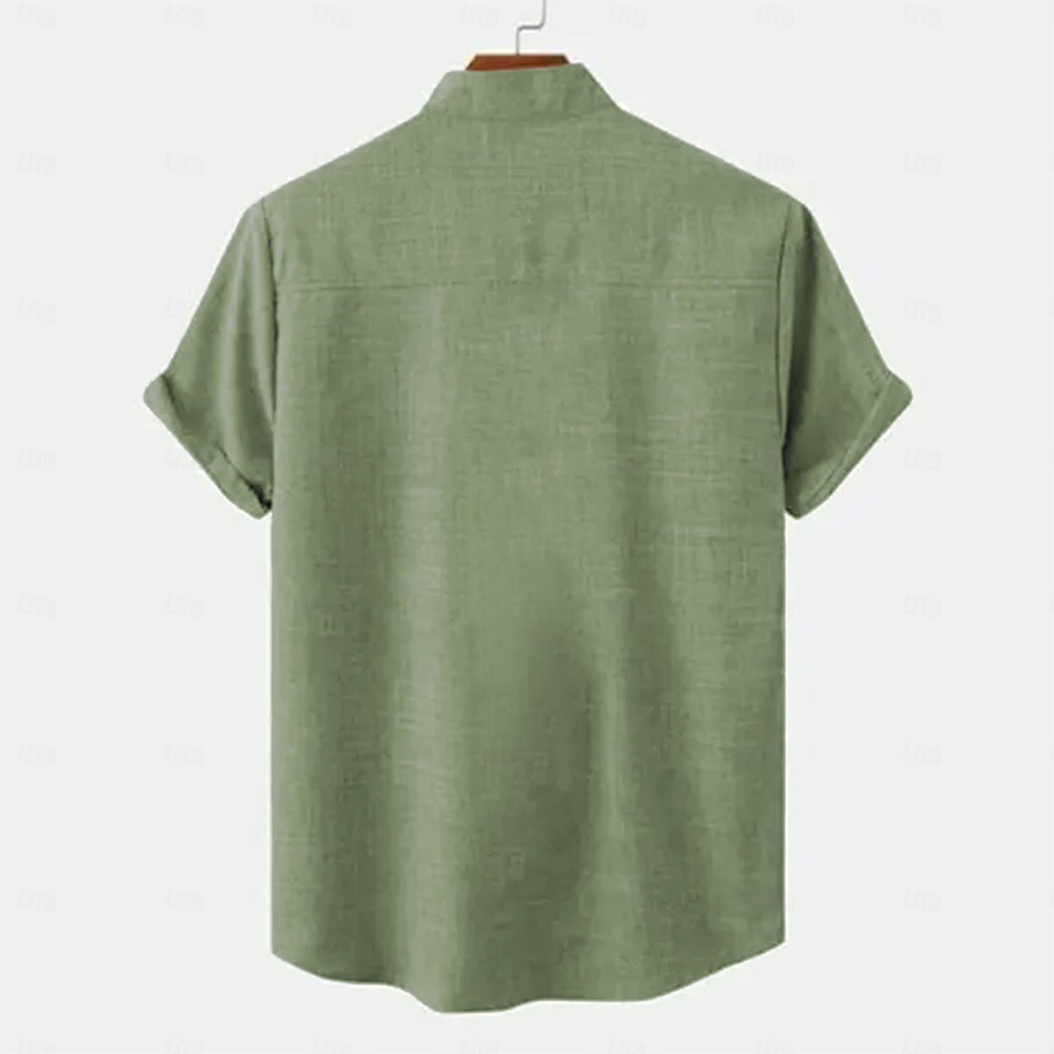 Men's 20% Linen Shirt Short Sleeve Turndown Green, khaki, Beige Shirt Daily