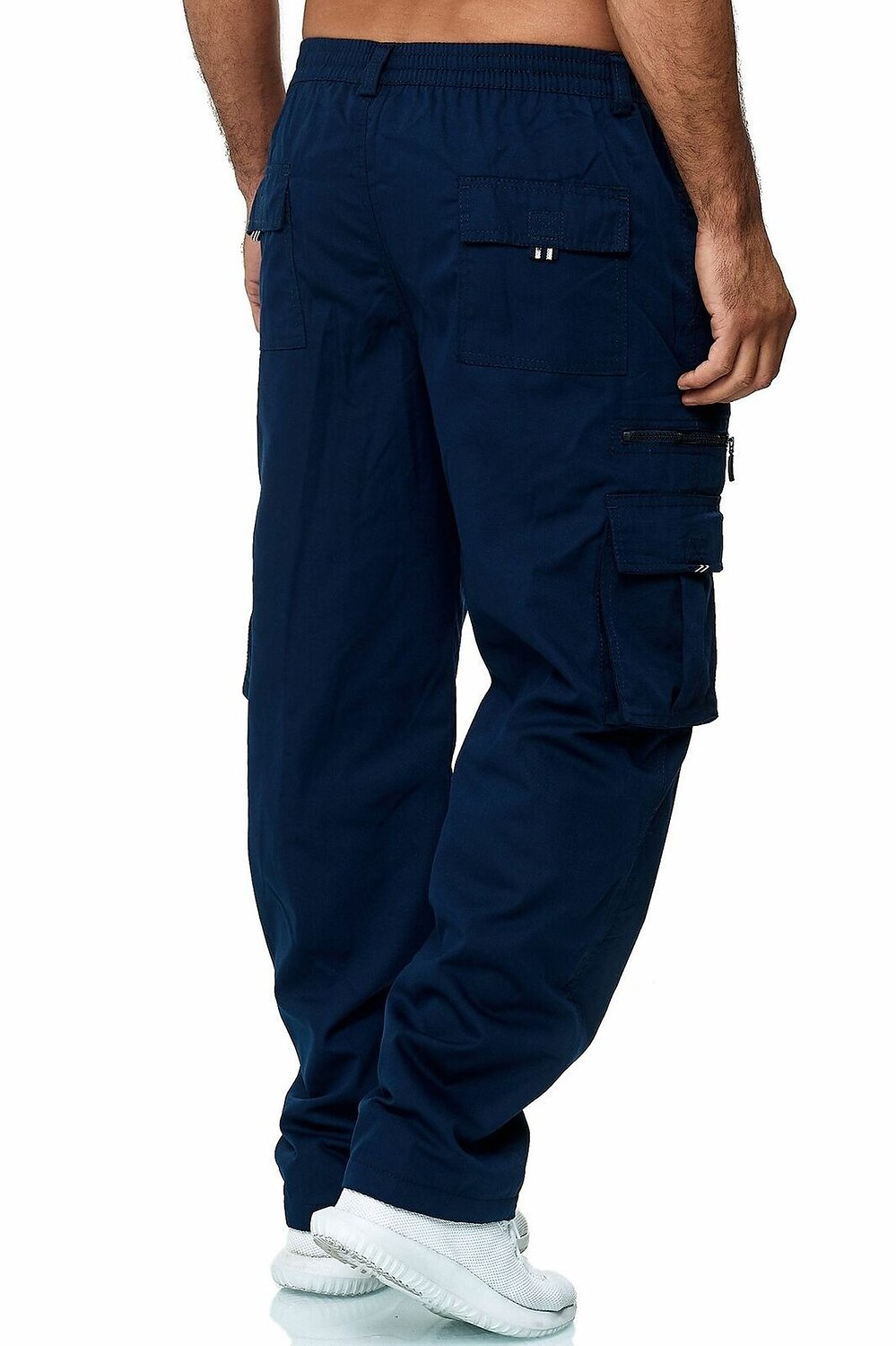 Men's Cargo Pants Cargo Trousers Combat Trousers Zipper Pocket Solid Color Breathable Quick Dry Daily Streetwear Classic Formal Denim Blue Deep card