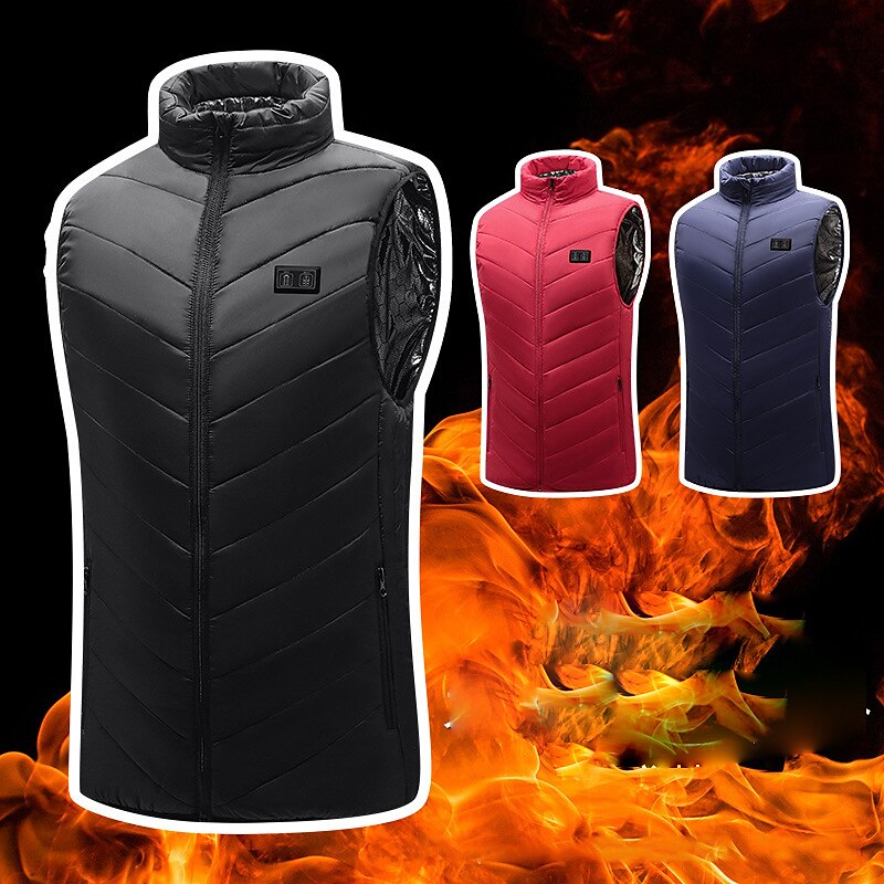 15 Places Heated Vest Men Women Usb Heated Jacket Heating Vest Thermal Clothing Hunting Vest Winter Heating Jacket Black M-6XL（Power bank not included）