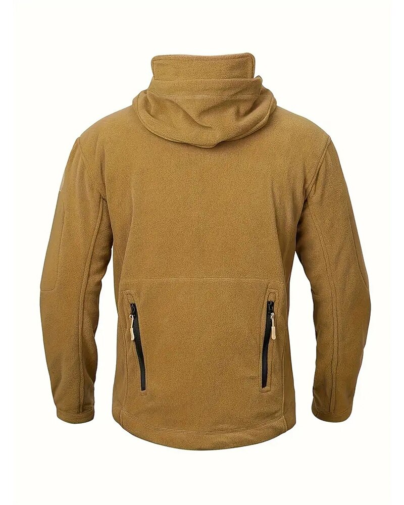 Men's Fleece Jacket Military Jacket Tactical Jacket Daily Vacation Thermal Warm Pocket Fleece Fall & Winter Plain Fashion Streetwear Hooded Regular Black Khaki Army Green Gray Jacket