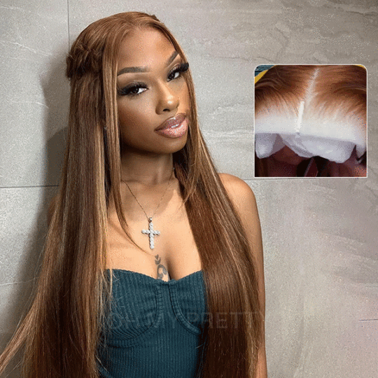 Wear Go Highlight Brown Glueless 6x4 Lace Straight Wig