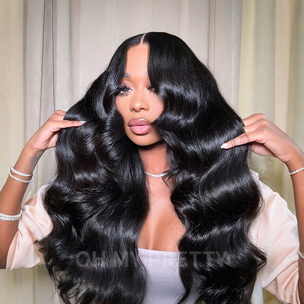 OhMyPretty Wear Go Glueless 9x6 Lace Body Wave Wig M Cap Pre Cut Lace with Natural Hairline Mini Knots