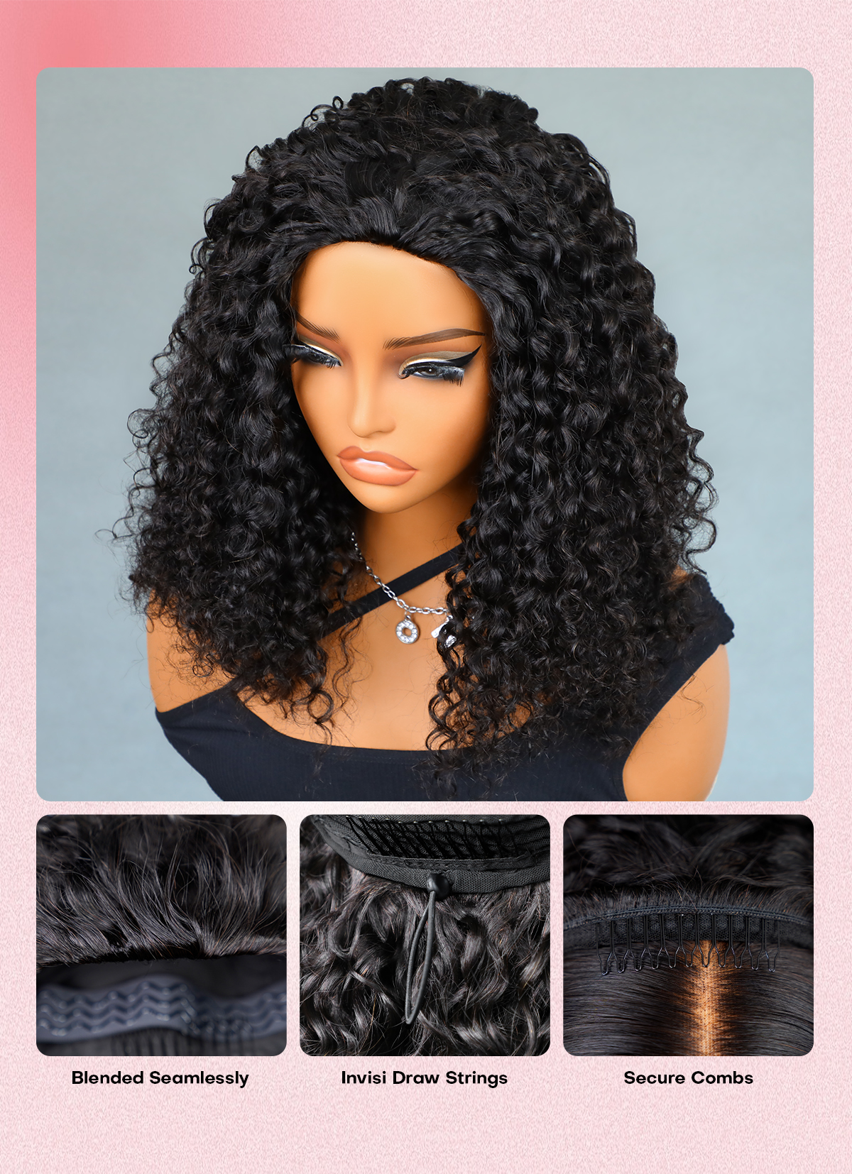 water wave half wig instant volume and length