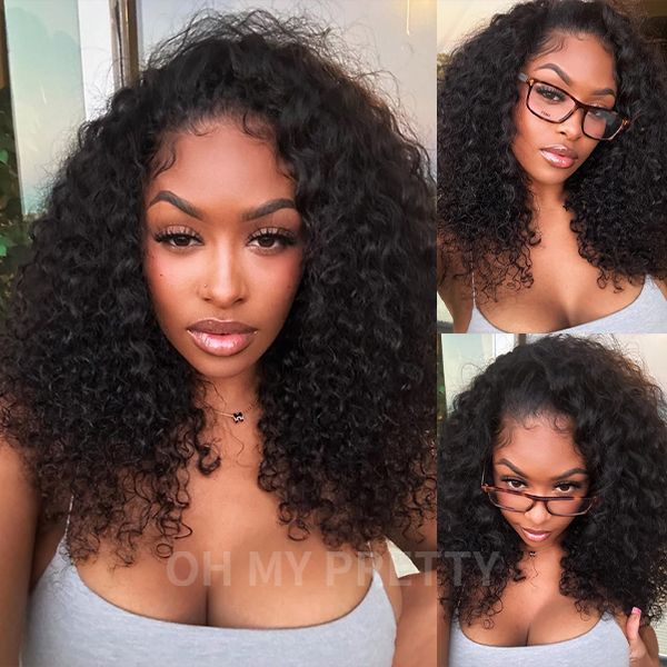 OhMyPretty Wear Go Half Wig 3 IN 1 Water Wave Flip Over Wig For Beginner Invisible Hairline
