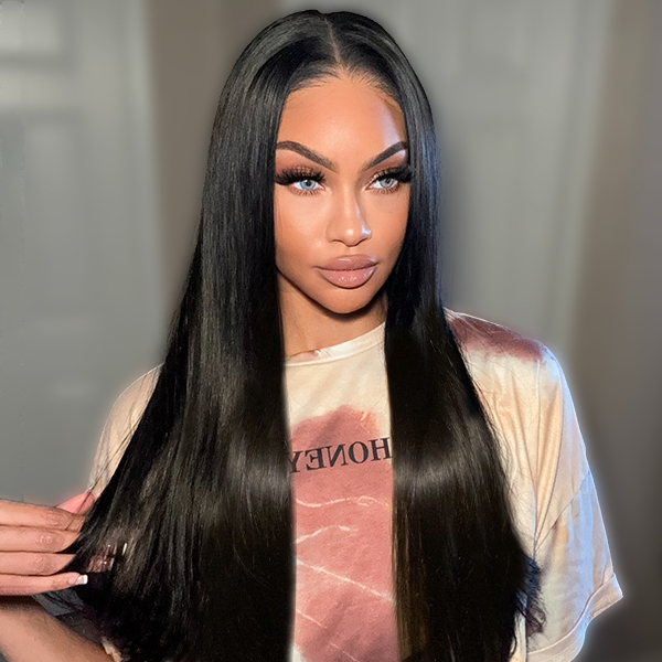 Pre-Cut Plucked Bleached Lace Closure Straight 6x4 Glueless Cheap Wig