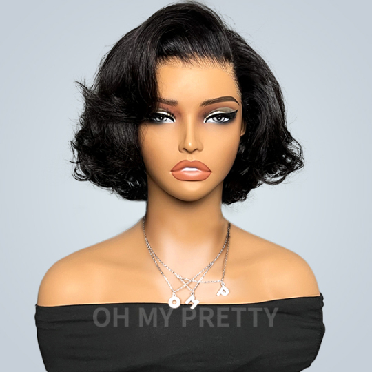 Layered Curly Bob Wig Wear Go Glueless 7x5 Lace Closure Wig Yaki Straight HD Lace