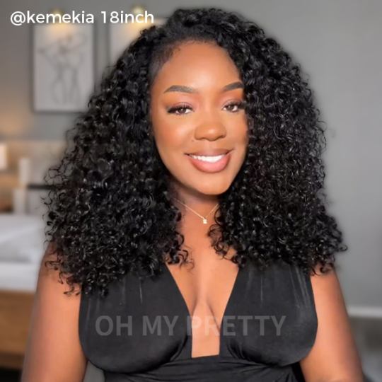 Wear Go 3 IN 1 Curly Bob Wig  Half Wig Water Wave Flip Over Wig