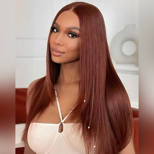OhMyPretty Chocolate Brown Wig Glueless HD Lace Wigs Layered Cut Straight 6x4 Pre-Plucked Hairline