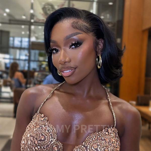 Curly Bob Wigs Body Wave M-Cap 9x6 Wear Go Glueless Wig Mini Knots