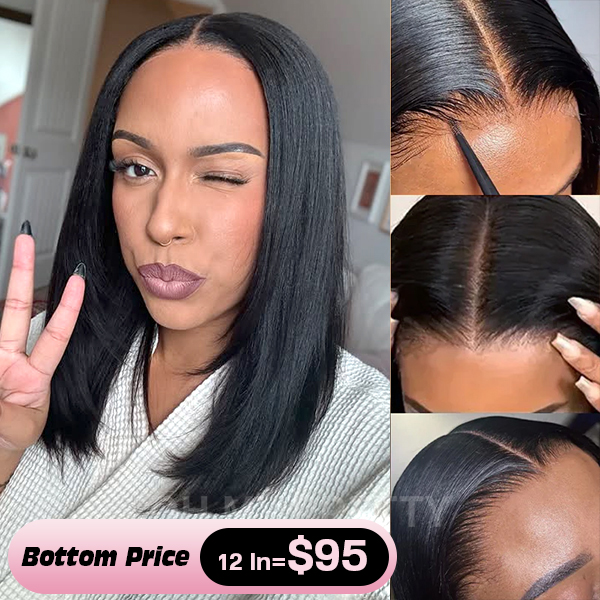 Layered Cut Yaki Straight T Part Wear Go Glueless Minimalist Lace Bob Wig