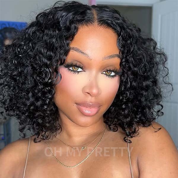 Curly Bob Wig Wear Go 7x5 HD Lace Wig Water Wave 100% Human Hair