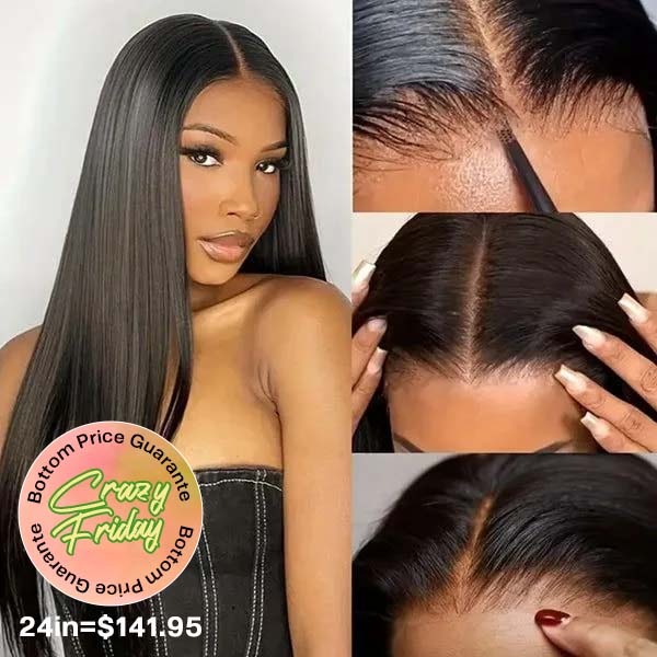 OhMyPretty Glueless Straight And Body Wave Wear Go 6x4 HD Lace Wig With Pre-Plucked Natual Hairline Pre-Cut HD Lace Tiny Knots
