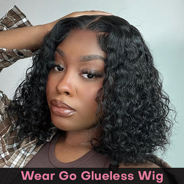 Wear Go Water Wave Glueless 13x4 Lace Frontal Bob Wig With Pre-plucked Edges