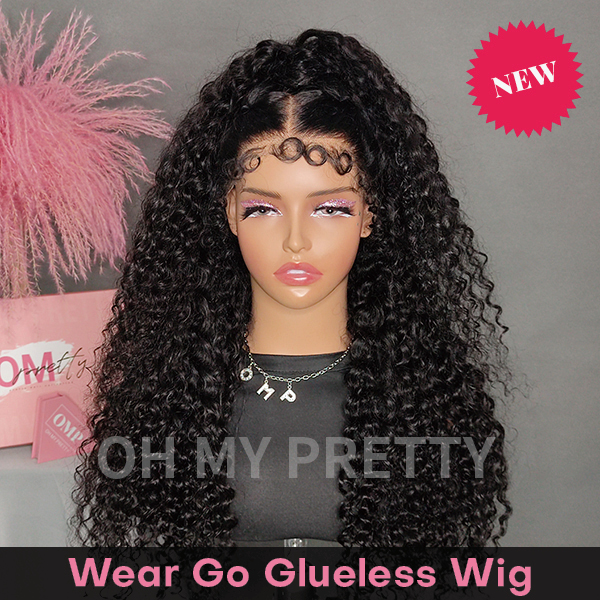 New Pre-bleached Knots Wear Go Beach Curl Glueless 12x4.5 Lace Wig With 3C Hairline With Pre-plucked Edges