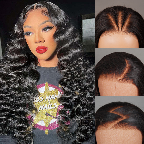 OhMyPretty Bleach Knots Glueless Loose Deep Wave Wear Go 6x4 HD Lace Wig With Pre-plucked Edges