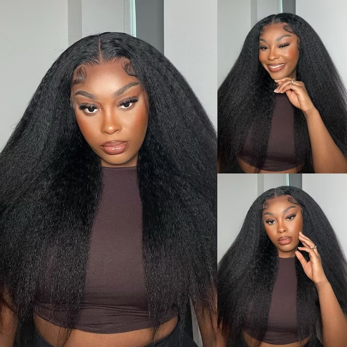 OhMyPretty Wear Go Glueless 9x6 Lace Kinky Straight Wig M Cap Pre Cut Lace with Natural Hairline Mini Knots