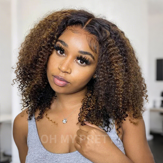 Blonde Highlight Water Wave 6x4 Lace Glueless Wigs