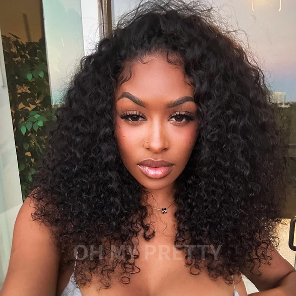 OhMyPretty Wear Go Half Wig 3 IN 1 Water Wave Flip Over Wig For Beginner Invisible Hairline