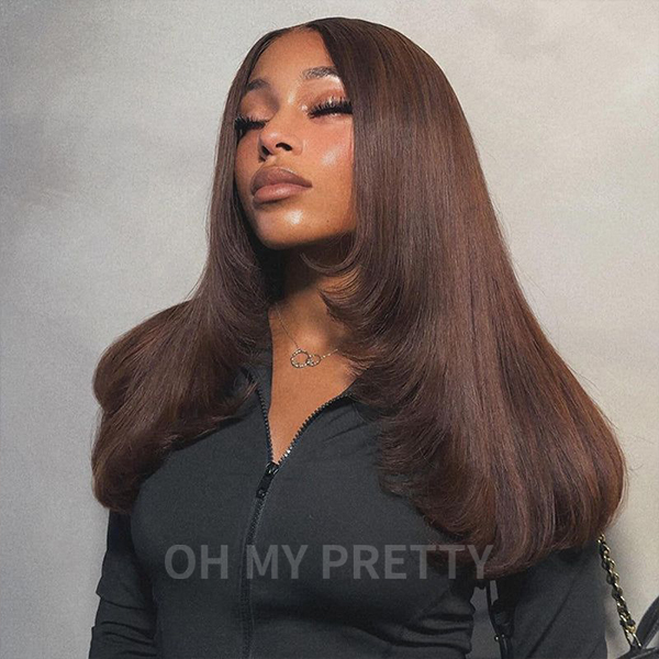 7x5 Lace Wig Chocolate Brown Wig Layered