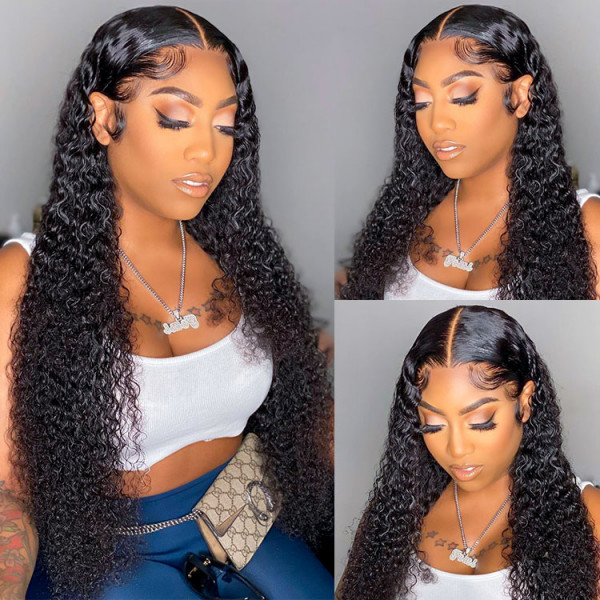 OhMyPretty Water Wave 13x4 HD Lace Front Wig Prebleached Knots With Pre-plucked Edges