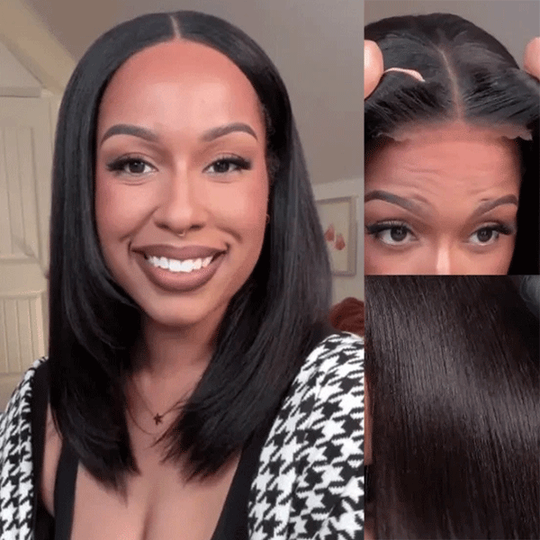 Layered Cut Yaki Straight T Part Wear Go Glueless Minimalist Lace Bob Wig